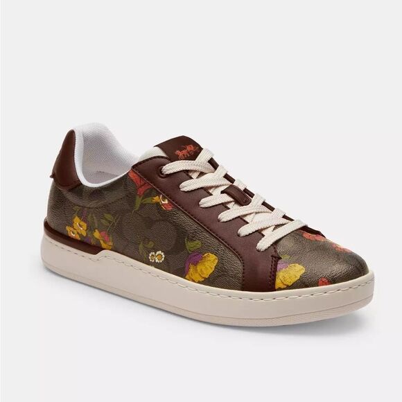 NWT Coach Clip Low Top Sneaker In Signature Canvas With Floral Print size US6 - Picture 2 of 12